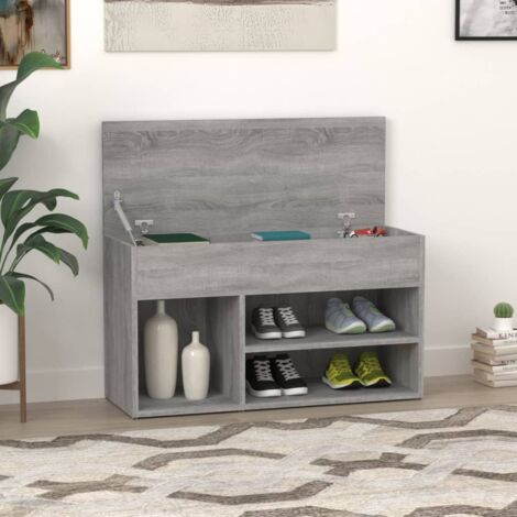 Armoire à chaussures Meuble à chaussures - Banc à chaussures Facile à Monter Sonoma gris 80x30x45 cm Bois d'ingénierie vidaXL