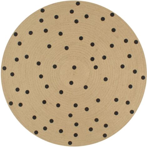 vidaXL Tapis fait à la main Jute avec imprimé à pois 120 cm (1/5)