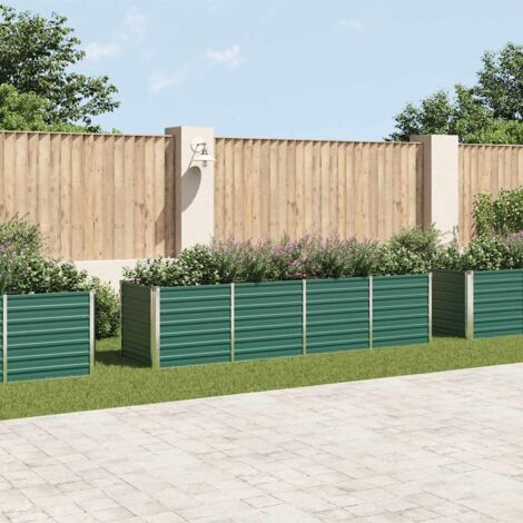 Lit surélevé de jardin Acier galvanisé 320x80x77 cm Vert vidaXL