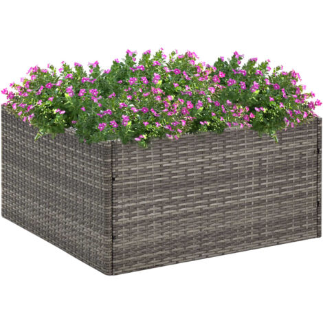 Vidaxl – Jardinière en résine tressée gris 80x80x40 cm – Pour fleurs et plantes – Assemblage requis – Design moderne et élégant - vidaXL55695
