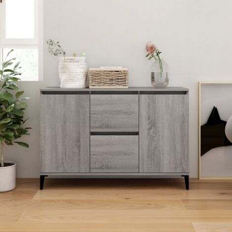 Vidaxl – Buffet gris sonoma 102x35x70 cm – Bois d'ingénierie – Grand espace de rangement – Armoire polyvalente facile à nettoyer