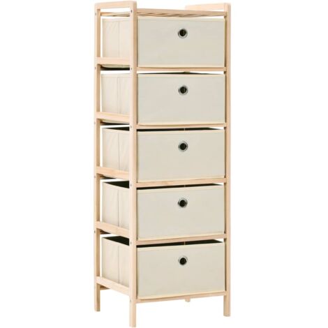 Vidaxl – Étagère de rangement 5 paniers tissu bois de cèdre beige – Dimensions 32 x 26 x 93 cm – Capacité 2 kg par panier – Assemblage rapide