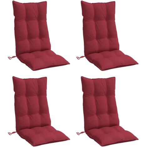 vidaXL Coussins de chaise à dossier haut lot de 4 rouge bordeaux