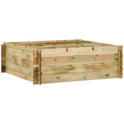 Vidaxl – Carré potager en bois imprégné 120x120x40 cm – 9 compartiments pour légumes – Résistant à la pourriture – Assemblage facile