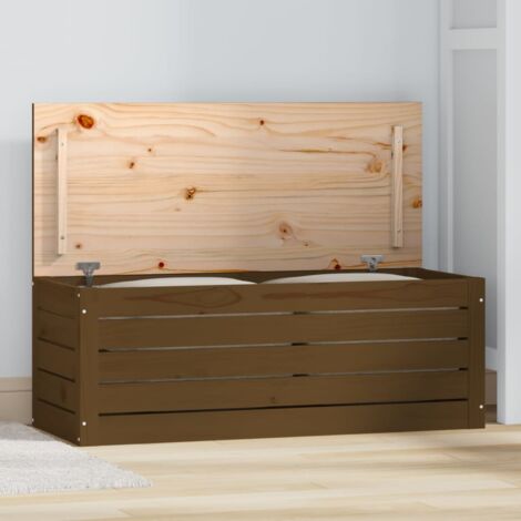 Boîte de rangement Marron miel 89x36,5x33 cm Bois massif pin vidaXL