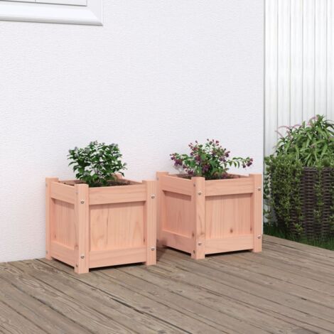 Vidaxl – Carré potager en bois massif de douglas 31x31x31 cm – Lot de 2 jardinières – Résistant aux intempéries – Assemblage requis