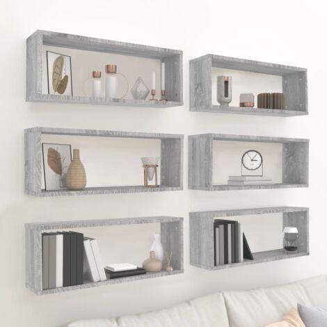 Étagères murales cube 6 pcs Sonoma gris 60x15x23 cm Bois vidaXL