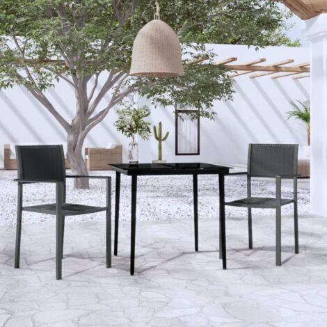 Ensemble à manger de jardin 3 pcs Noir vidaXL (1/5)
