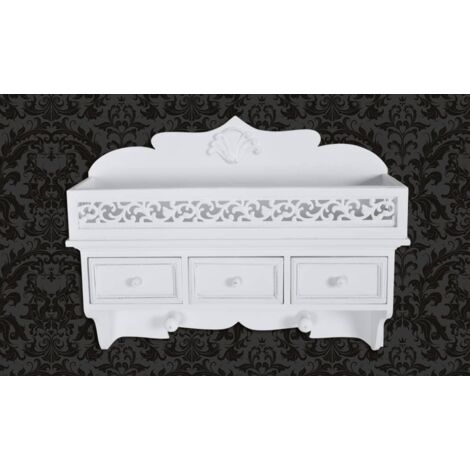 Vidaxl – Étagère murale blanche 3 tiroirs – Crochets pour manteaux – MDF haute densité – Dimensions 48,5 x 13 x 37,5 cm – Charge max 20 kg (1/6)