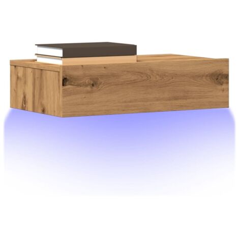 Vidaxl – Meuble TV chêne artisanal avec éclairage LED – Dimensions 60x35x15,5 cm – Bois d'ingénierie résistant à l'humidité