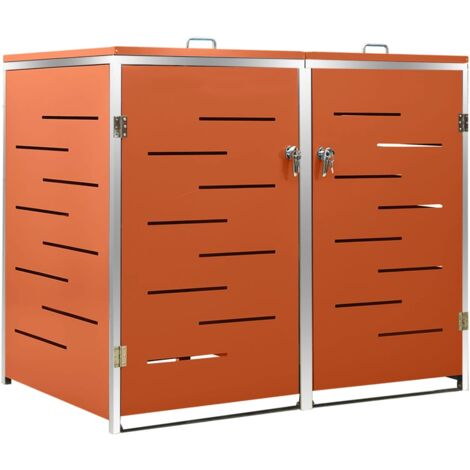 Vidaxl – Abri pour deux poubelles 138x77,5x112,5 cm – Acier inoxydable et galvanisé – Verrouillable et anti-rouille – Couvercle avec ressorts pratiques