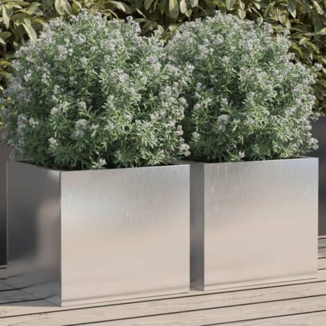 Jardinières 2 pcs argenté 32x30x29 cm acier inoxydable vidaXL