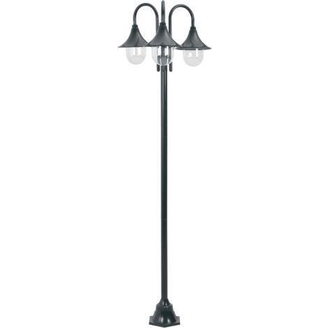 Vidaxl – Lampadaire d'extérieur 220cm – Aluminium vert foncé – 3 lanternes E27 – Alimentation 220-240V – IP44 pour usage extérieur