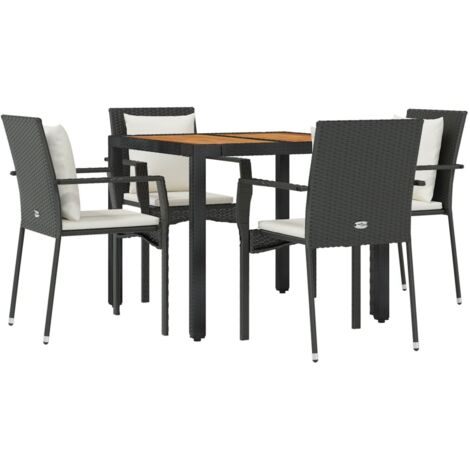 vidaXL Ensemble à manger de jardin coussins 5pcs Noir Résine tressée (1/5)