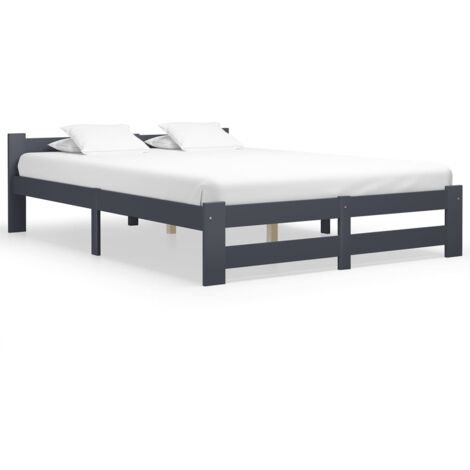 Cadre de lit sans matelas gris foncé pin massif 140x200 cm vidaXL