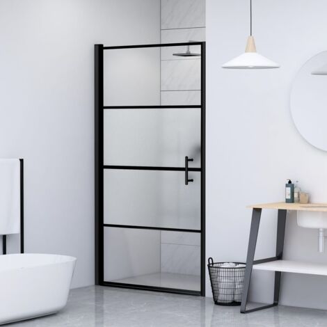Vidaxl – Porte de douche 100x178 cm – Verre trempé semi-dépoli 5 mm – Cadre en aluminium noir – Résistance aux éclaboussures (1/7)