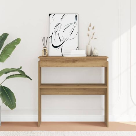 Vidaxl – Table console chêne artisanal 80x30x80 cm – Bois d'ingénierie résistant à l'humidité – Surface lisse pour objets décoratifs