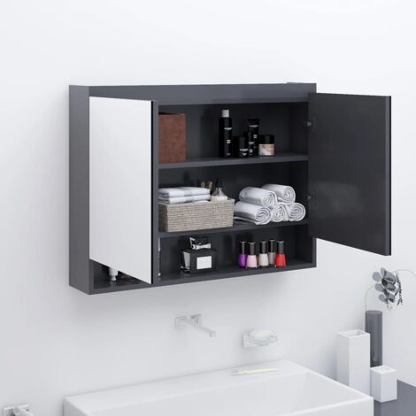 Armoire à miroir de salle de bain 80x15x60 cm MDF Gris vidaXL