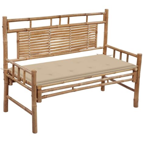 Banc de jardin avec coussin 120 cm Bambou vidaXL