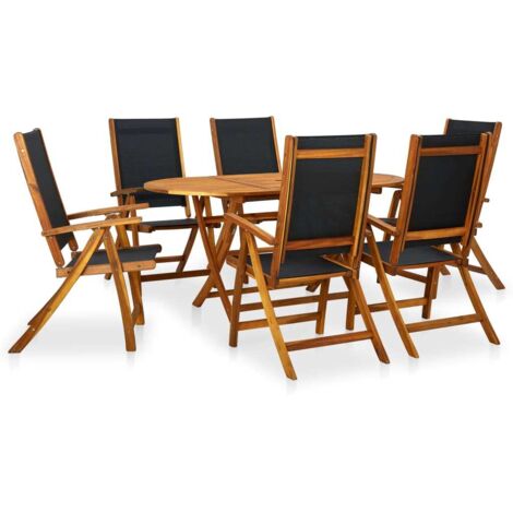 Vidaxl – Ensemble table et chaises de jardin 7 pcs – Bois d'acacia résistant aux intempéries – Chaises pliables réglables 5 positions – Table ovale 160x85cm