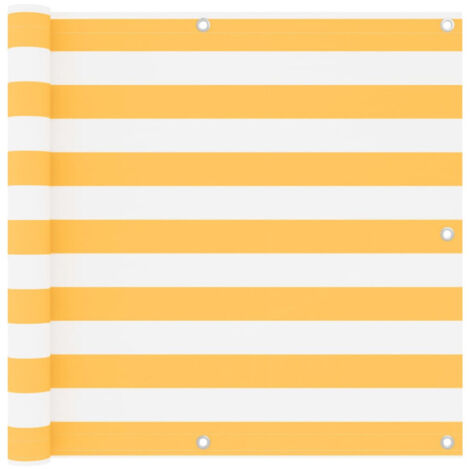 Écran de balcon Blanc et jaune 90x600 cm Tissu Oxford vidaXL