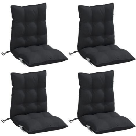 vidaXL Coussins de chaise à dossier bas lot de 4 noir tissu oxford