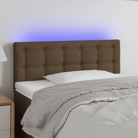 Tête de lit à LED Marron Foncé 100x5x78/88 cm Tissu vidaXL