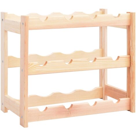Vidaxl – Casier à bouteilles en pin massif pour 12 bouteilles – Dimensions 43 x 25 x 38 cm – Accessoires de fixation murale inclus