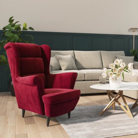 Vidaxl – Fauteuil relax rouge bordeaux en velours – Rembourrage confortable – Dimensions 81x90x96,5 cm – Capacité 110 kg – Assemblage requis