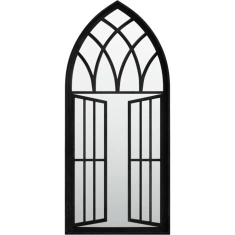 Miroir de jardin Noir 100x45 cm Fer pour utilisation extérieure vidaXL