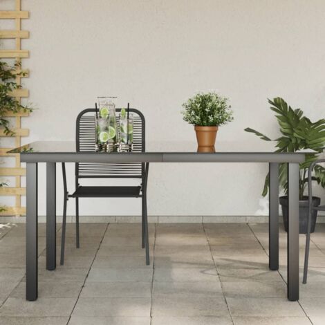 Vidaxl – Table de jardin noire 150 x 90 x 74 cm – Aluminium avec dessus en verre résistant aux intempéries – Assemblage facile - NOIR 150 X (1/5)
