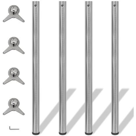 Vidaxl – Lot de 4 pieds de table réglables en hauteur 1100 mm – Nickel brossé – Fixation rapide – Pour sols inégaux