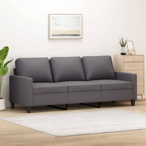 Vidaxl – Canapé droit 3 places gris 180 cm – Similicuir durable – Dimensions 198x77x80 cm – Capacité de charge 110 kg – Assemblage requis (1/6)