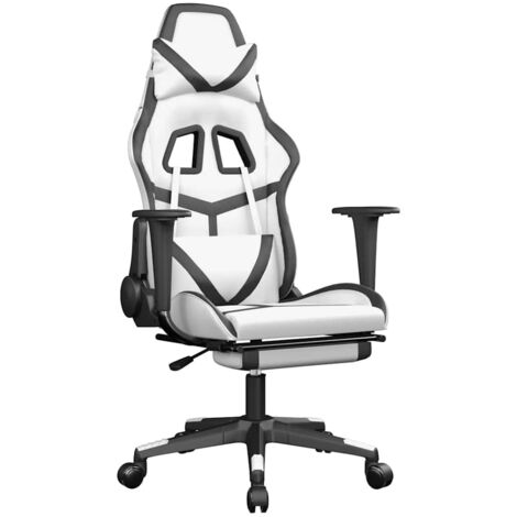Chaise de jeu de massage avec repose-pied Blanc&Noir Similicuir vidaXL (1/5)