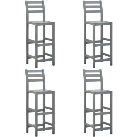 Tabourets de bar lot de 4 gris bois d'acacia massif vidaXL (1/5)