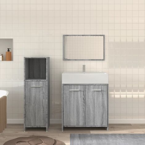 vidaXL Ensemble de meubles de salle de bain 3 pcs Sonoma gris (1/5)