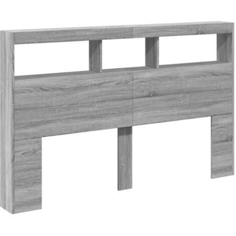 Armoire tête de lit avec LED sonoma gris 160x17x102 cm vidaXL