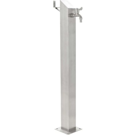 Vidaxl – Colonne d'eau en acier inoxydable 95 cm – Fontaine de jardin carrée – Robinet intégré – Tuyau d'eau avec connecteur – Facile à assembler