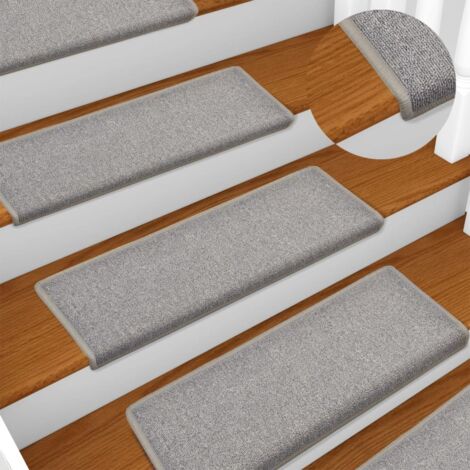 vidaXL Stair Mats 15 pcs 65x21x4 cm Light Grey Rectangular Edge
