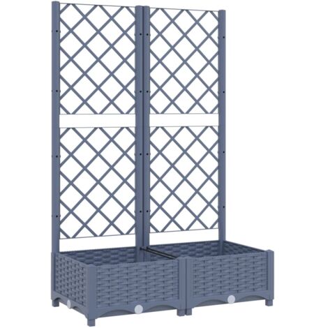 Vidaxl – Jardinière de jardin avec treillis gris foncé 80x40x121,5 cm – PP résistant aux intempéries – Support pour plantes grimpantes