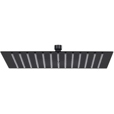 Vidaxl – Pomme de douche pluie carrée 25x25 cm en acier inoxydable noir – Buses anti-calcaire – Montage mural ou plafond