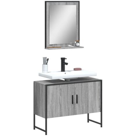 Ensemble d'armoires de salle de bain 2 pcs sonoma gris vidaXL (1/5)