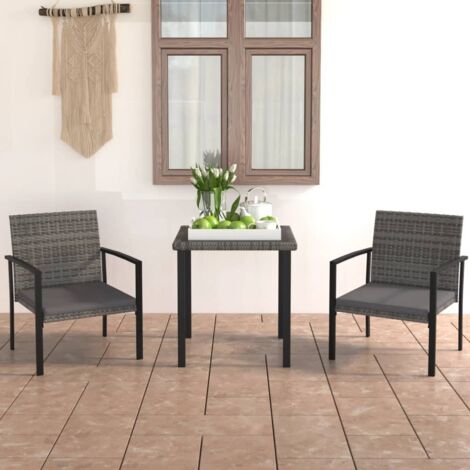 Ensemble à manger de jardin 3 pcs Résine tressée Gris vidaXL (1/5)