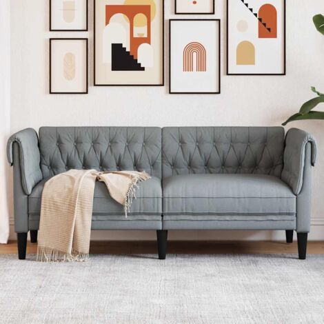 Canapé Chesterfield 2 places gris clair tissu vidaXL