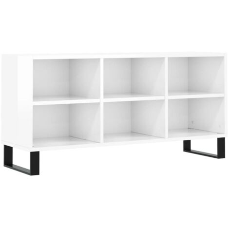 Meuble TV blanc brillant 103,5x30x50 cm bois d'ingénierie vidaXL (1/5)