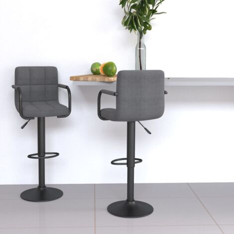 vidaXL Tabourets de bar lot de 2 gris clair tissu (1/5)