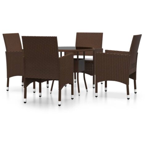vidaXL Ensemble à manger de jardin 5pcs Résine tressée Marron (1/6)