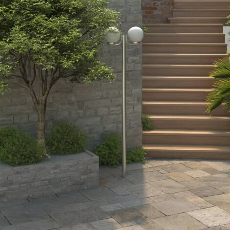 Vidaxl – Lampadaire d'extérieur 2 lampes 220 cm – Acier inoxydable – Douille E27 Max 60W – IP44 pour éclairage jardin moderne