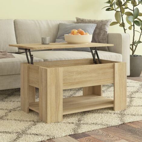 Vidaxl – Table basse relevable chêne sonoma 79x49x41 cm – Bois d'ingénierie – Surface résistante à l'humidité – Espace de rangement intégré