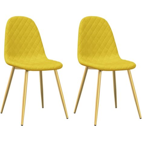 vidaXL Chaises à manger lot de 2 Jaune moutarde Velours (1/8)